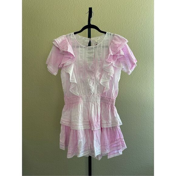 Love Shack Fancy Natasha Ruffle Tiered Mini Dress in Peony Pink Size M - Picture 3 of 11